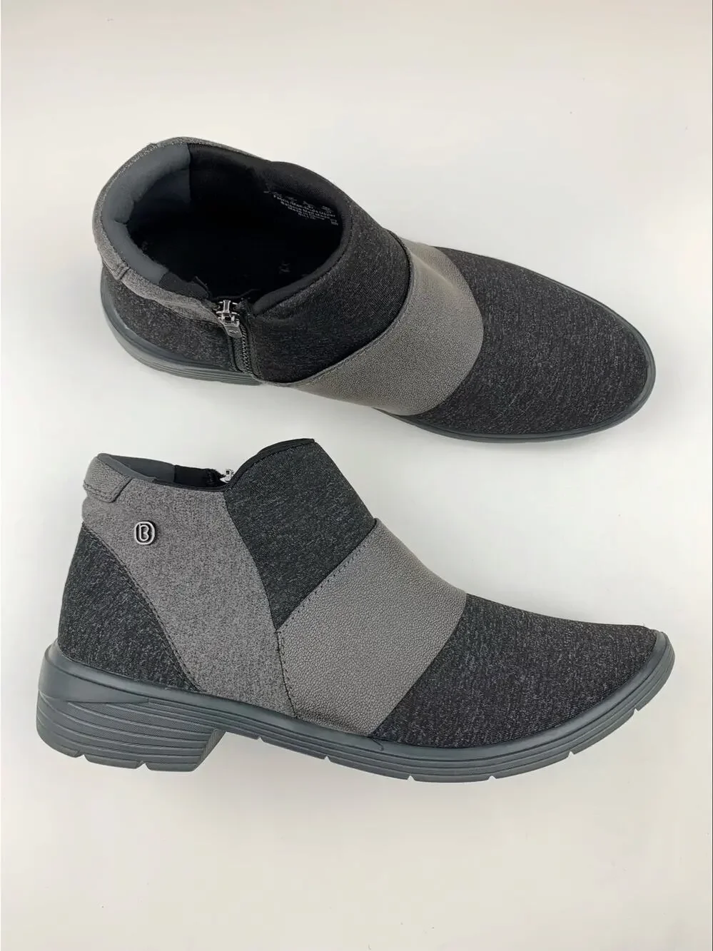 Bzees Billie Ankle Boots Stretch Knit Grey Comfort Booties Zipper Women's 10